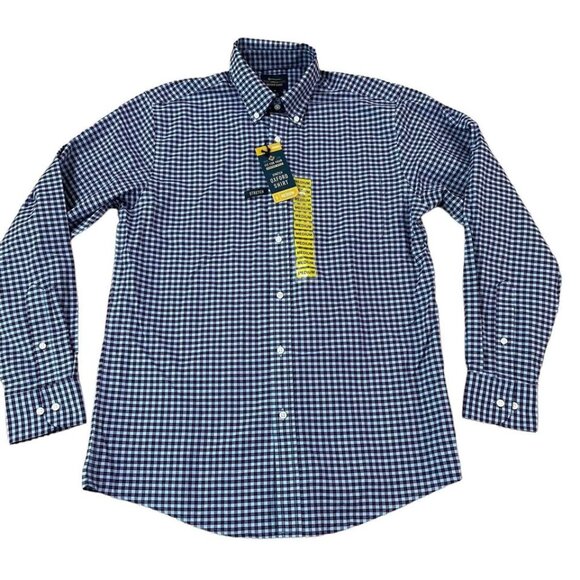 Member’s Mark Oxford Shirt Men’s Size Medium Red Blue Plaid Stretch - New - Picture 1 of 5
